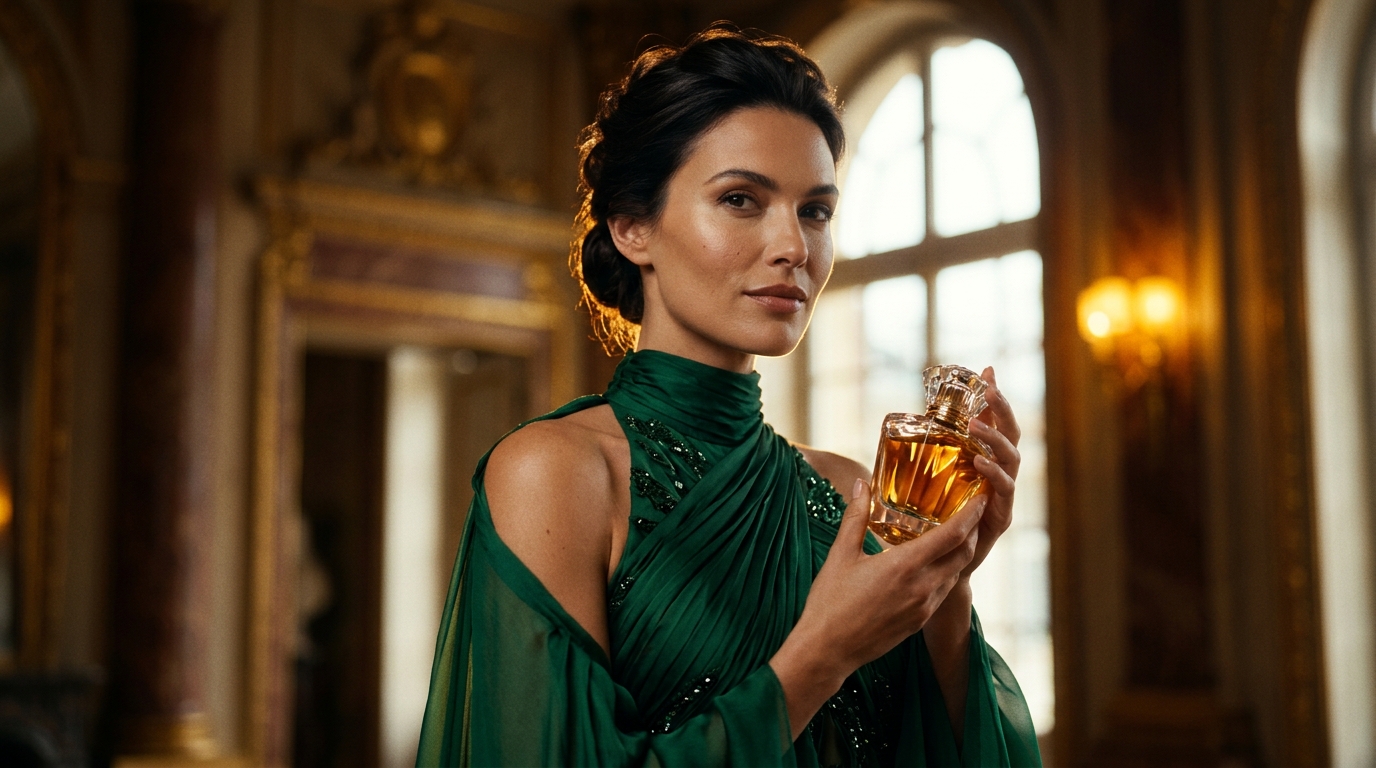High-fidelity 4K commercial showcase generated in Nano Banana 2.1 combining luxury product and model